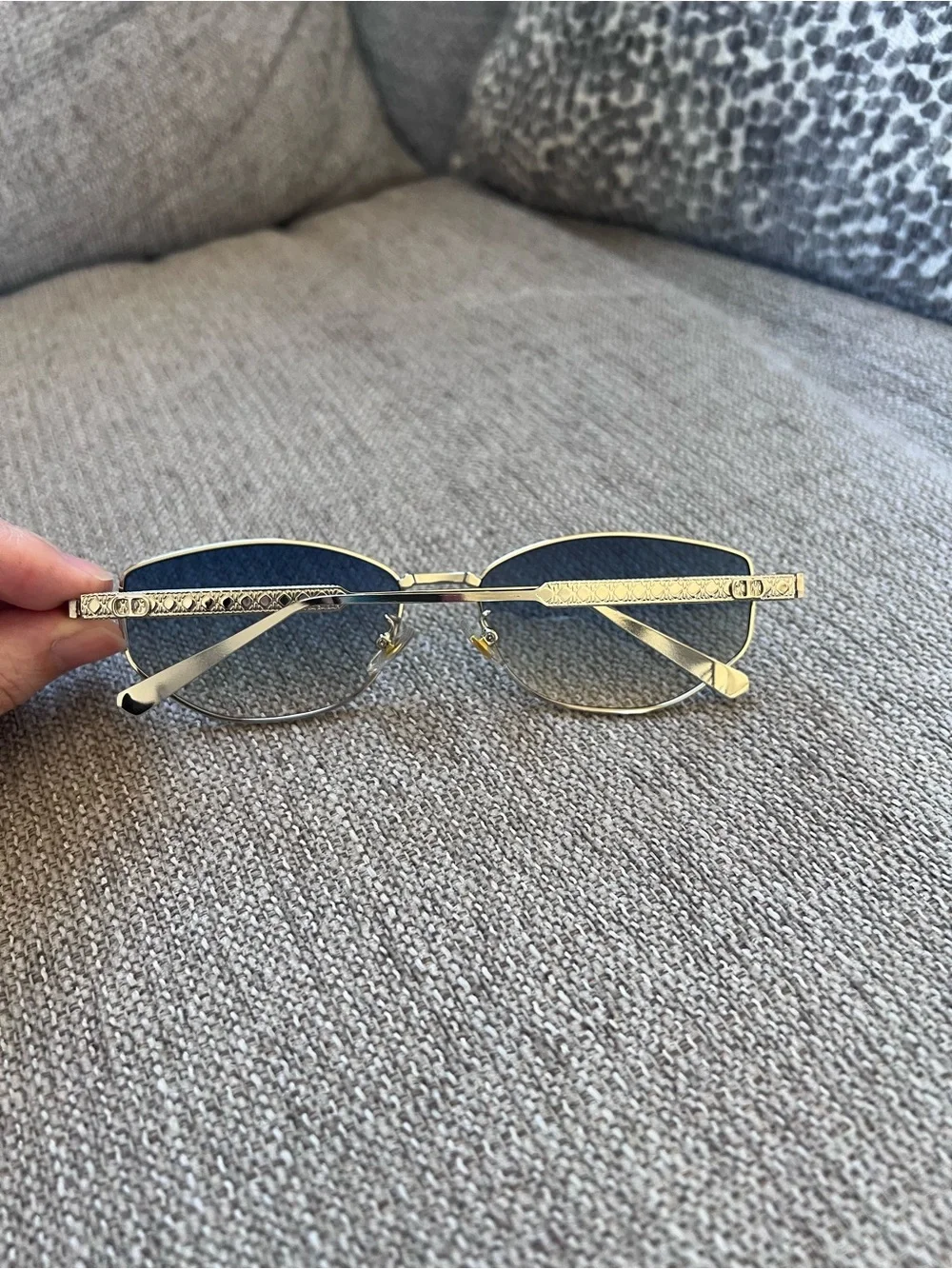 Dior Silver Frame Blue Gradient Sunglasses